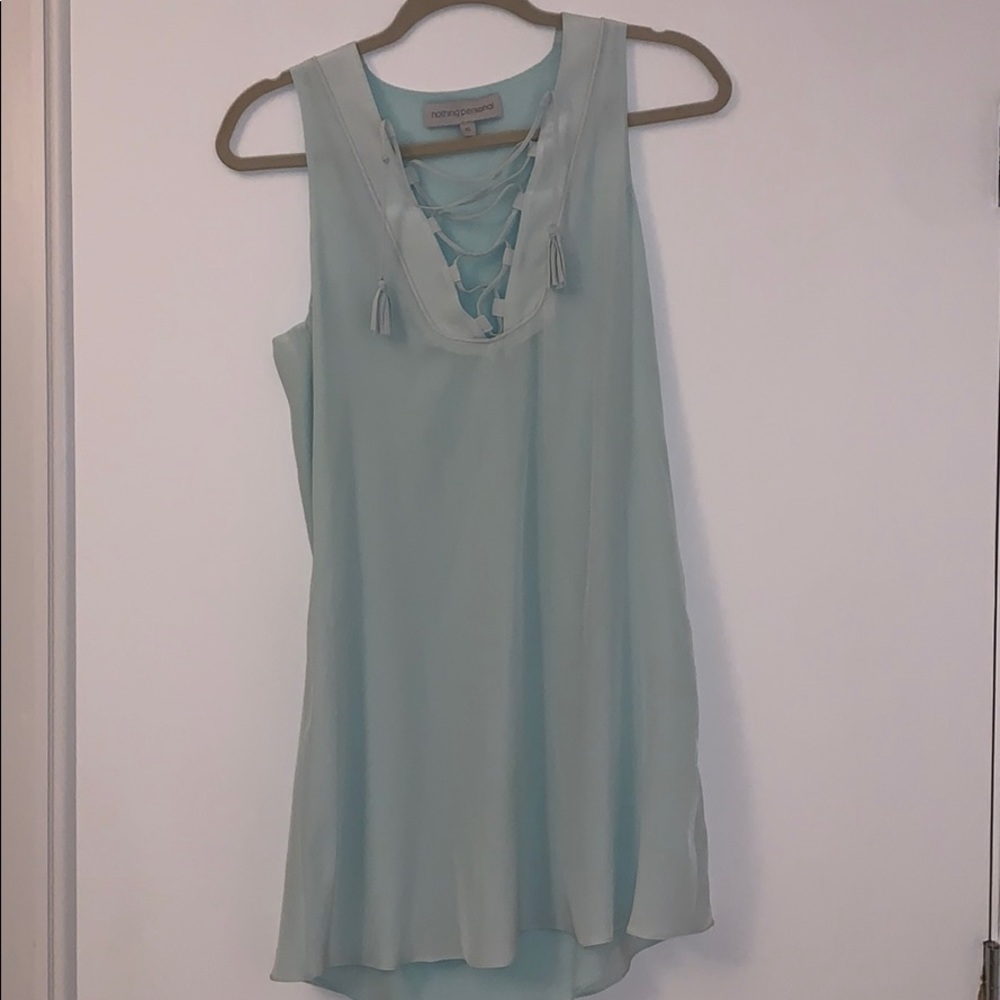 Nothing Personal seafoam blue/green mini dress